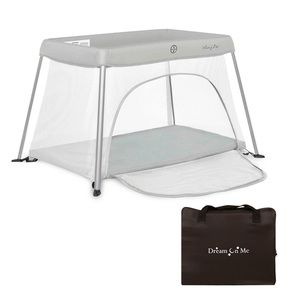 Dream On Me Travel Light Playard with Mesh Zipper Door Grey Playard Zipper Door